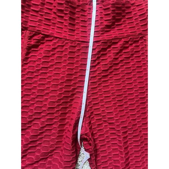 Butt Scrunch High Rise Leggings Women's L/XL Lifting Double Pockets Waffle Print - Picture 4 of 8